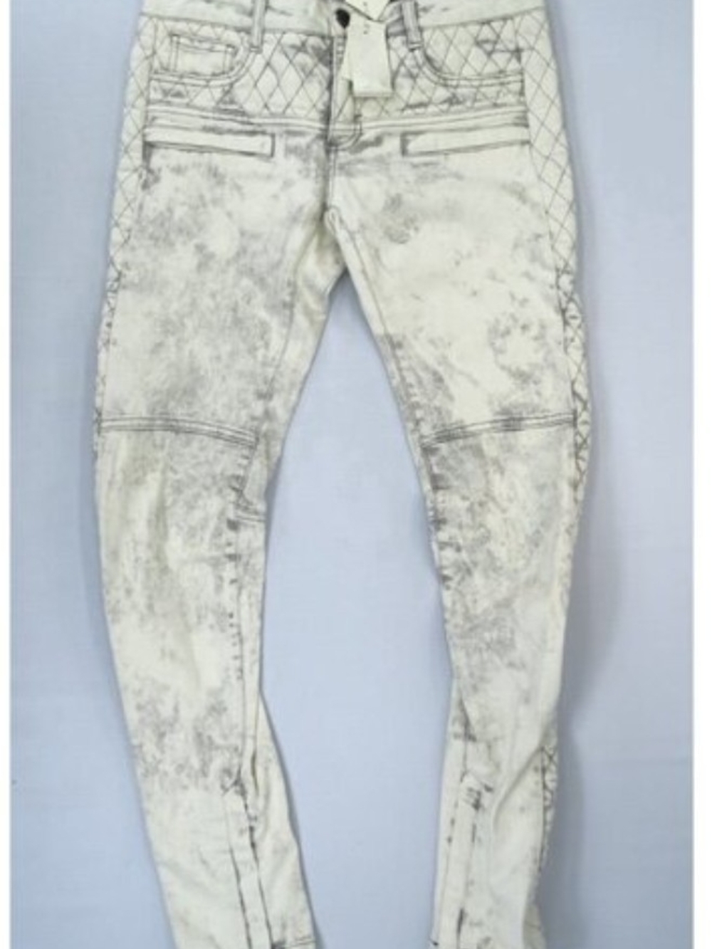 Maje White Skinny Jeans with Quilted Side Panels